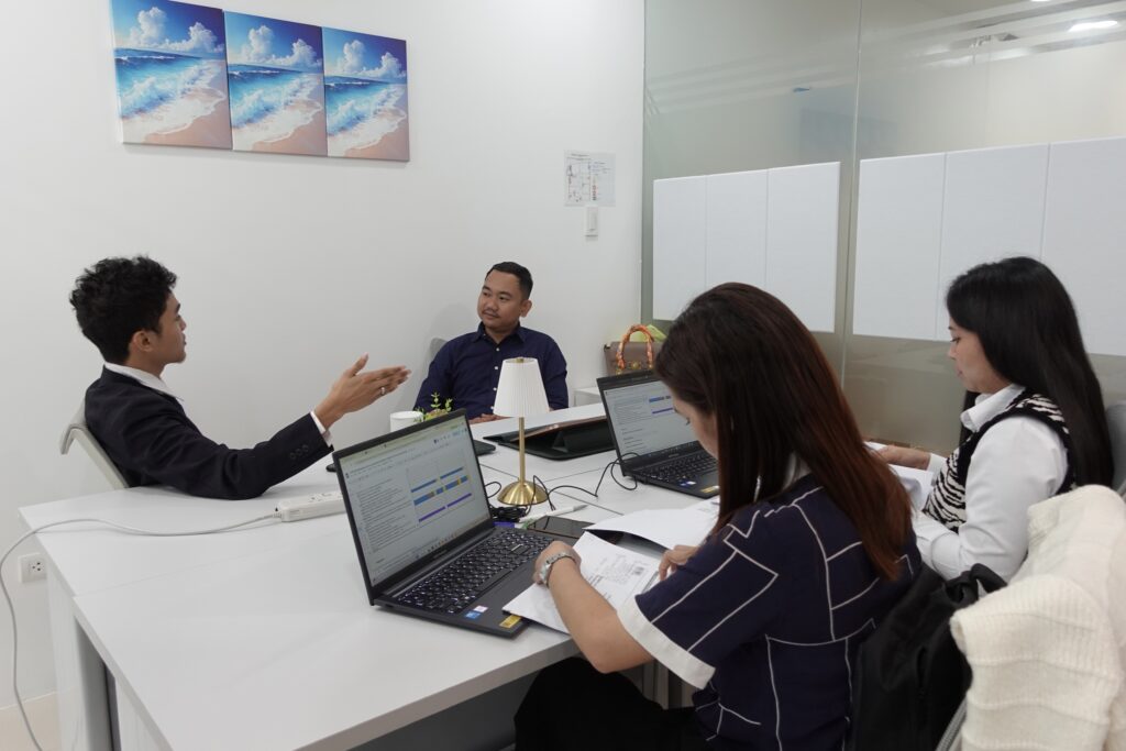 Business team collaborating inside a Private Office